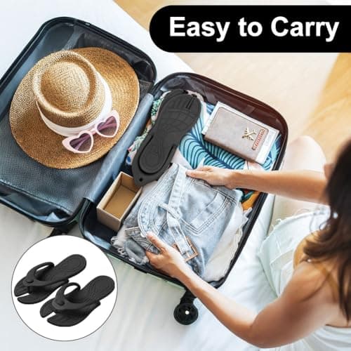 Aomig Foldable Flip Flops Womens Lightweight Travel Thong Slippers Portable Folding Slides Sandal Non Slip Thong Sandals Spa Yoga Open Toes Slippers Quick Drying Shower Shoes Flip Flops(Pink-7.5-8 UK) — view 5