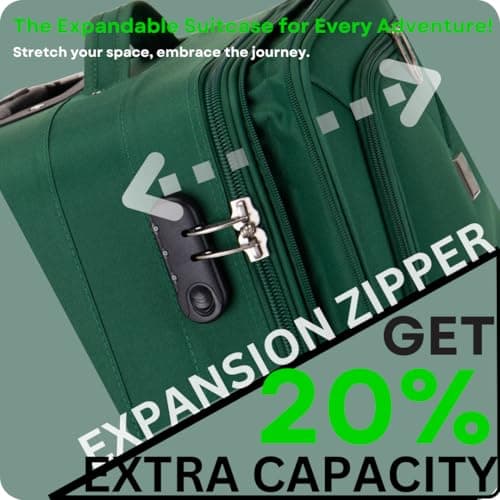 ATX Luggage 55x35x20cm Cabin Suitcase Super Lightweight Small Suitcase Approved for 100+ Airlines Including EasyJet, Ryanair, British Airways & Virgin Atlantic (Green, 48 Liter) — view 3
