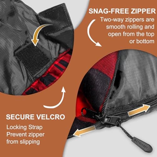 ETGLCOZY Double Sleeping Bag for Adults Camping, XL 2 Person, Black/Red — view 4