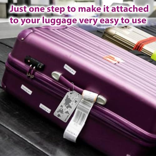 NAHATA Luggage Tags 2 PCS | Suitcase Tags | Brushed Aluminum Alloy Luggage Tags for Suitcases | Luggage Labels for Suitcases | Suitcase Identifier—Bag Tags | Travel Tags for Luggage (World Map Pack-2) — view 5