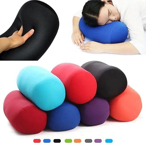 Tube Microbead Bolster Pillow 2025 Travel Essentials Body Cushion Cylinder Bean Bag Throw Pillow Neck Arm Back Support for Plane Car Travel Office Home Sleeping neck pillows (Purple) — view 2