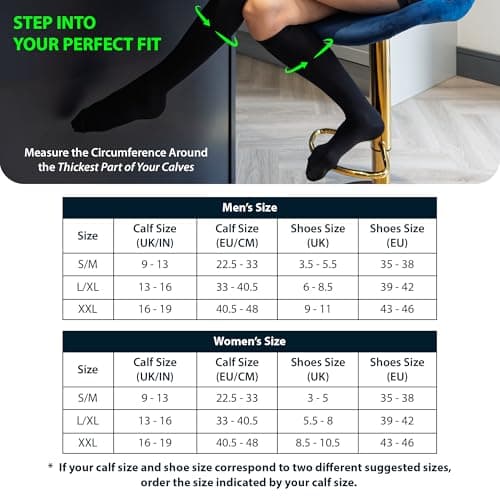 FITAURA Compression Socks for Men & Women | 15-20mmHg Support Stockings for Flight, Travel, Sports, Running | Graduated Compression for Calf & Ankle Circulation | 1 Pair L/XL Black — view 5