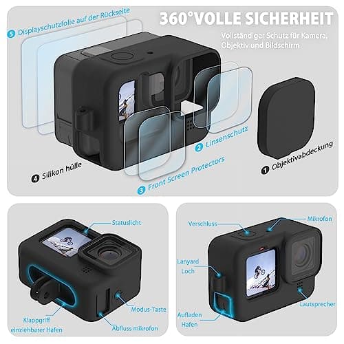 FitStill Silicone Protective Case Set for Go Pro Hero 12/11/10/9 Black — view 3