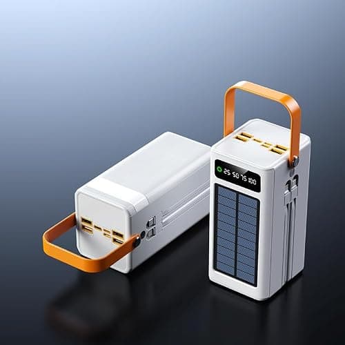 50000mAh Solar Power Bank with Built-in Charging Cable, Portable Fast Charger with USB and Type-C Ports, High Capacity Battery Pack for Phone, Laptop, Camping, Travel and Outdoor Use — view 6