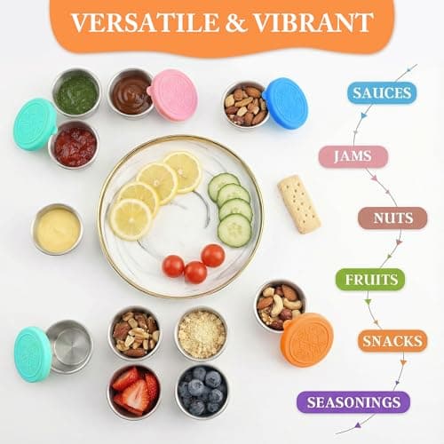 6 Pack Stainless Steel Sauce Pots with Silicone Lids - 1.6 oz (45 ml) — view 4