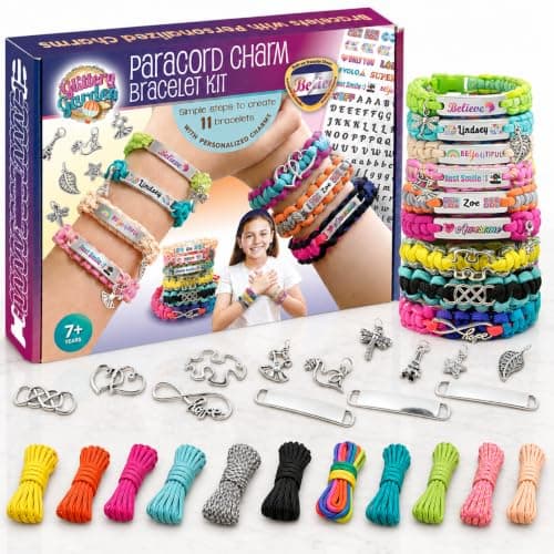 Paracord Bracelet Making Kit with Charms - Art & Craft Gift for KIDS Age 8 9 10 11 12 & Teens 13 14 Year Old. Make Your Own Friendship & Jewellery for Birthday, Travel Activity, Camp & Project