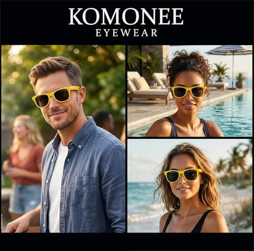 Komonee Drifter Sunglasses UV400 Protection Yellow Classic Style Retro Sun Shades Eye Glasses Unisex For Men Women Travel & Fashion – Lightweight Frame Fashion Eyewear Outdoors — view 4