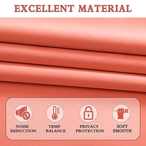 DONREN Room Darkening Half Curtains for Small Windows - Cabinet Curtain Tiers for Kitchen with Rod Pocket (Coral,42 x 36 Inch Length,2 Panels) — view 3