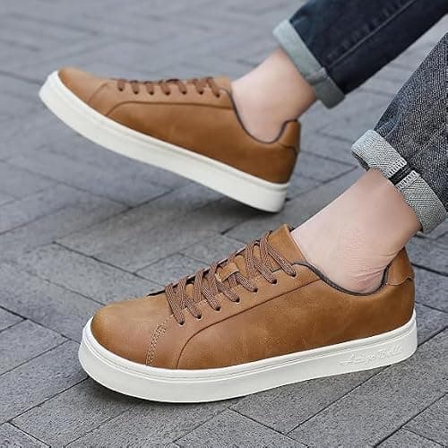 Men's Sneakers Casual Shoes Lightweight Leather White Black — view 2