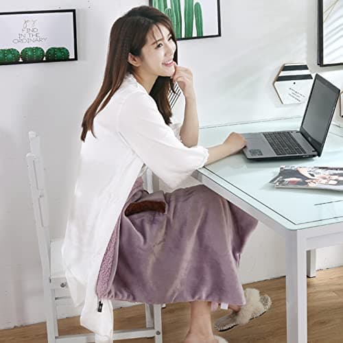 Small Flannel Blanket with USB Hand Pocket Washable Electric Heated Blanket Throw Soft Winter Warm Shawl Wrap, Knee & Leg Protection Plush Blanket for Sofa Chair Car Office Lunch Break,60×80cm — view 6
