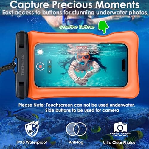 TECHGEAR Waterproof Phone Pouch, [2 Pack] IPX8 Floating Case for Swimming, Waterproof Phone Bag with Lanyard Compatible for iPhone 17 16e 16 15 14 13 12, Samsung S25 S24 S23 Ultra A17 A26 A36 A56 etc — view 4