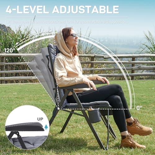 EVER ADVANCED Luxury Camping Chairs 2 Set for Adults Heavy Duty High Back — view 6