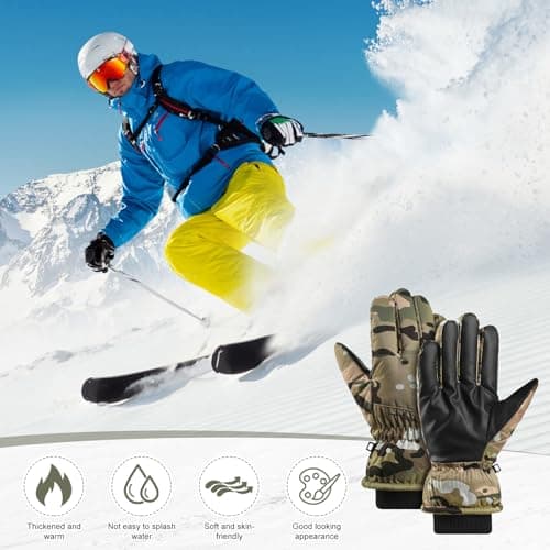 Ski Gloves Winter Gloves Waterproof Windproof Men Women Warm Cold Weather Gloves Touch Screen Finger (Camouflage) — view 5