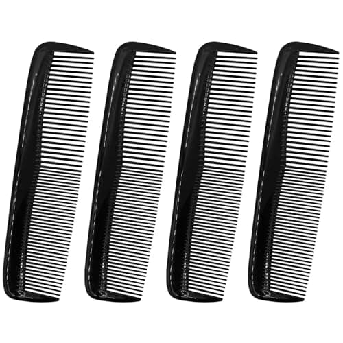 MNFPSJB 4 Pack Black Pocket Hair Combs, Dual-Sided Fine & Standard Teeth Styling Combs for Men and Women, Compact Travel Comb for Home Salon Barber, Black