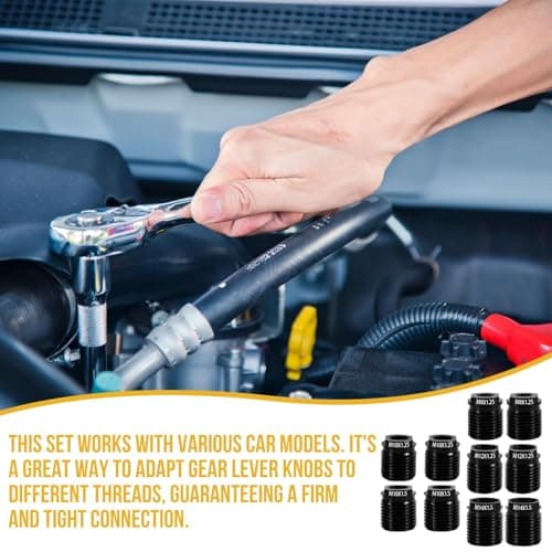 CANIPHA 10Pcs Gear Shift Knob Adapter Kit, Universal Aluminum Alloy M10x1.25 M12 M14 Thread Adapter, Quick Install Secure Fit on Shifter Knobs and Car Accessories — view 5