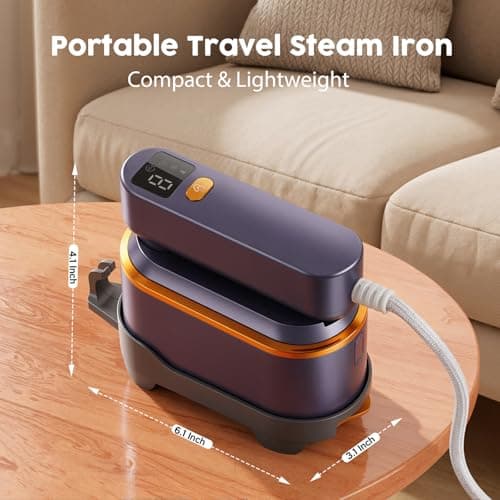Portable Travel Steamer for Clothes, 1200W Powerful 2 In 1 Steamer & Iron,10s Fast Heat,4 Modes with LED Display, 150ml Water Tank Powerful Wrinkle Remover for Home,Office, Travel — view 2