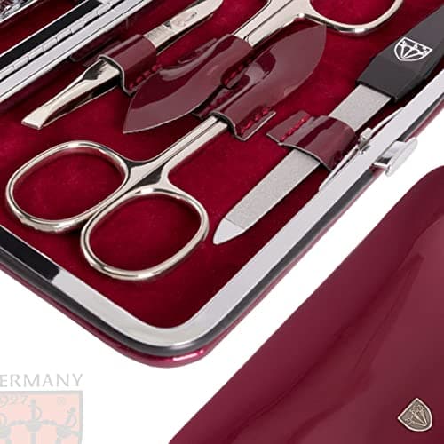 3 Swords Germany - brand quality 8 piece manicure pedicure grooming kit set for professional finger & toe nail care scissors clipper fashion leather case in gift box, Made by 3 Swords (6639) — view 3