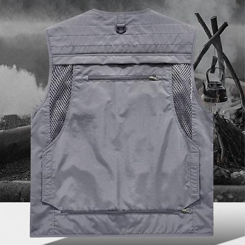 Men’s Utimen’s Utility Giletlity Gile Cargo Vests with Multi Pockets Outdoor Lightweight Travel Security Vest Plus Size Sleeveless Zip up Jackets for Tool Work Fishing Hiking — view 6