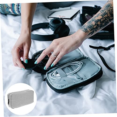 SWOOMEY Digital Accessories Organizer Bag Portable Charger Storage Case for Travel Lightweight Jumbo Packing for Cables Earphones Wires Grey — view 5