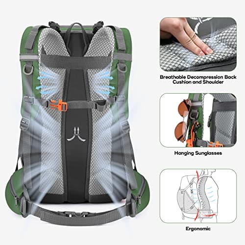 Maelstrom 40L Hiking Backpack, Lightweight Camping Daypack with Rain Cover — view 5