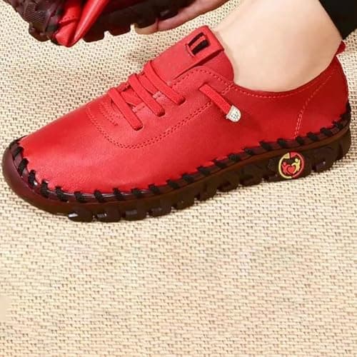 Lightweight Ladies Walking Shoes Womens Trainer Waterproof Non Slip Walking Shoes Lightweight Soft Wide fit Running Sneakers Casual Orthopedic Shoe Lace up Sneaker Womens Trainers Red 7.5 — view 3