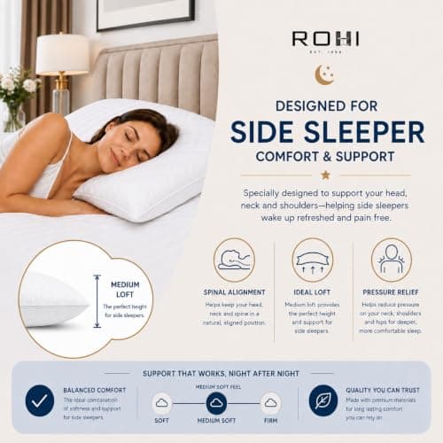 Rohi Luxury Microfibre Quilted Bed Pillows 8 Pack | Down Alternative Hotel Quality Pillows | Anti-Allergy & Breathable Neck Pillow | 45 × 66 cm — view 6