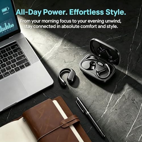Wireless Earbuds Sports, Open ear Headphones Bluetooth 5.4, with 4 ENC Noise Cancelling HD Mic Earphones, for iPhone/Android, IP7 Waterproof, 40H Playtime, LED Display for Workouts Running Fitness — view 5