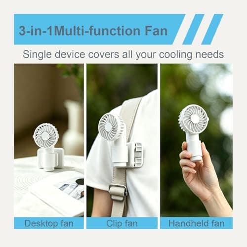 Civori Portable Mini Clip Fan, 3 Speed 90° Adjustable Umbrella Fan, Detachable Wearable Handheld Personal Cooling Fan for Stroller, Camping, Outdoor, Travel（White） — view 2