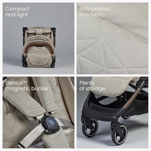 Silver Cross Clic 2 Compact Stroller & Travel Bag, Birth to 22kg, Latte — view 4