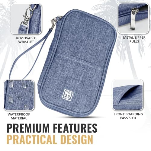 BOACAY Family Passport Holder, RFID Travel Wallet for Women & Men, Document Organiser, Holiday Essentials & Waterproof Cover for Tickets, Money, Cards — view 4