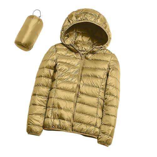Mrat Women's Down Jacket Lightweight Hood Puffer Jacket Packable Down Feather Casual Loose Quilted Ladies Solid Color Padded Jackets Bubble Overcoats Winter Warm Outwear — view 4