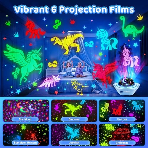 One Fire Sensory Toys for Autism, [6 Films + 90 Effects] Star Projector Night Light, [3 Brightness + 360° Rotate] Night Light Kids, Baby Sensory Toys for Babies, Galaxy Projector, Kids Gifts — view 2