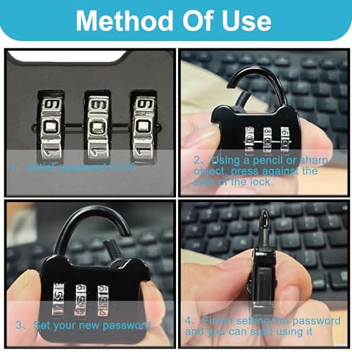 2 Zinc Alloy Suitcase Padlock Set, 3-Digit Combination Locks for Travel — view 6