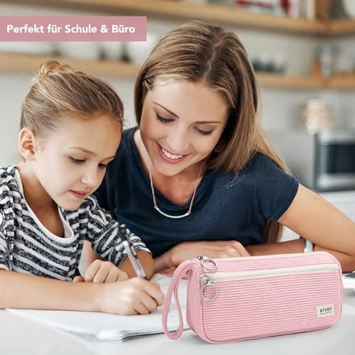 KALIDI Corduroy Pencil Case Large Aesthetic Pen Bag School Office Organizer — view 6
