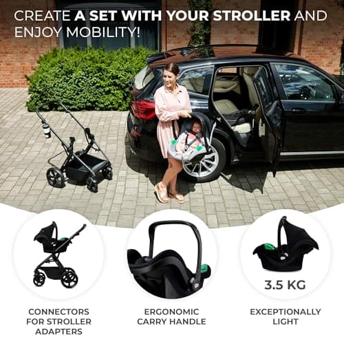 Kinderkraft Newly 4 in 1, Stroller, Pushchair, Travel System, Pram, Newborn Baby, Large Hood, Accessories, Easy Folding, Included Car Seat with ISOFIX Base, from Birth up to 22 kg, Black — view 4