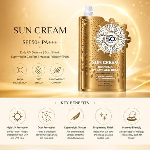 Sun Cream Sachet 25ml, SPF 50 High Protection UVA UVB Sunscreen Lotion for Sensitive Skin, Hydrating & Water Resistant, Non-Greasy Body Sun Cream for Daily Use, Travel-Friendly Pouch (5pc) — view 2