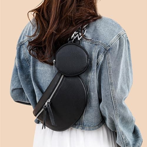 SSKHE Women’s Fashion Crossbody Waist Bag Set, Soft Vegan PU Leather Belt Bag + Matching Coin Purse, Large Capacity, Adjustable Wide Strap, for Travel, Work (Black, One Size) — view 2