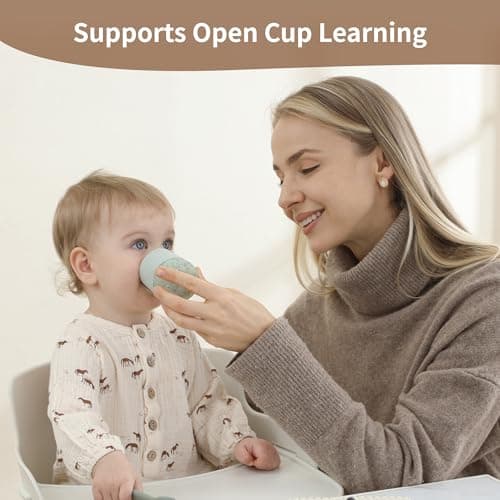 Moonkie Baby Cup | Silicone Open Cup Baby from 6 Months | Weighted Base (Anti-Tip) | BPA Free | Capacity Markings | 60ml (Ether) — view 3