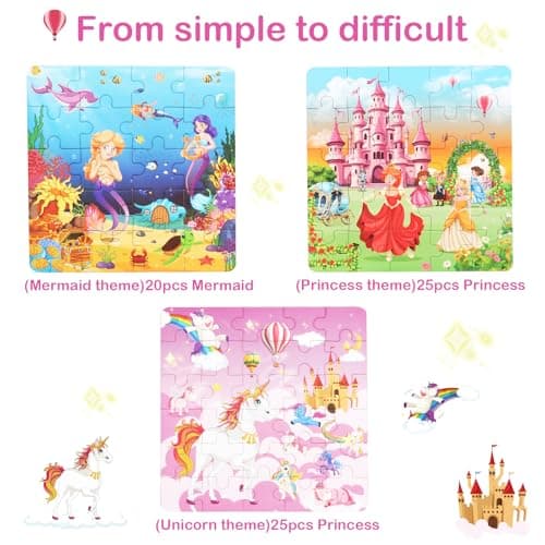 Lemicin Magnetic Puzzle Book Game - 75pcs 3 in 1 Unicorn Mermaid Princess Magnetic Puzzles Car Airplane Road Trip Activities Travel Toys for 3 4 5 6 Year Old Girls Birthday Gifts — view 5