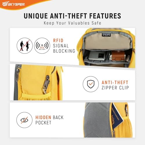 SKYSPER Sling Bag RFID Cross Body Bag Recycled Crossbody Backpack Travel Daypack(Apricot) — view 3