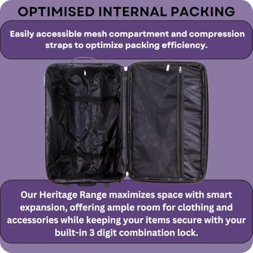 ATX Luggage 26” Medium Suitcase Expandable Durable Lightweight Suitcase with 2 Wheels & Built-in 3 Digit Combination Lock (Purple, 79 Liter) — view 6