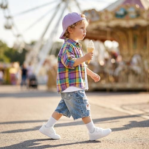 STQ Boys & Girls Toddler Trainers, Barefoot Shoes Kids, All White Size 7 — view 2
