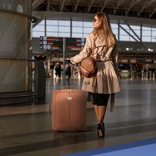 LUGG Cabin Size Lightweight Luggage - Durable 600D Polyester Snowflake Push Up Trolley - Solid Wheels - Easyjet, Ryanair, British Airways - Airway Locker (56x45x25cm) — view 6