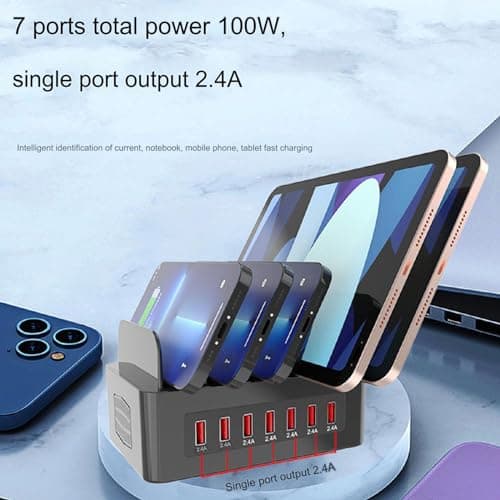 150W High Power, Mobile Phone Storage Stand Charger, 7-Port, 5-Port, 16-Port USB Multi-Port Charger, Fast Charging Station Base,A — view 2