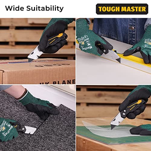 TOUGH MASTER Folding Utility Knife, Plus 4 Piece SK2 Blades, Retractable Function, Aluminium Alloy Handle, Comfortable Grip Ideal for Cutting Plastic, Wood, Paper (TM-UFK174) — view 4