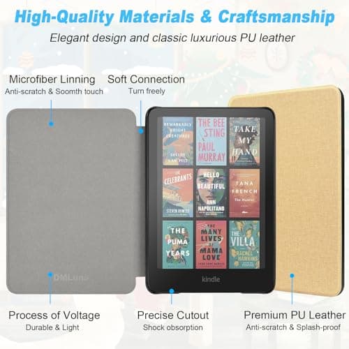 DMLuna Case for All-New 7" Kindle Paperwhite (12th Generation) 2024 Model:SA569P / Kindle Colorsoft Signature Edition (1st Gen), PU Leather, Lightweight Water-Safe Cover with Auto Sleep Wake, Khaki — view 6