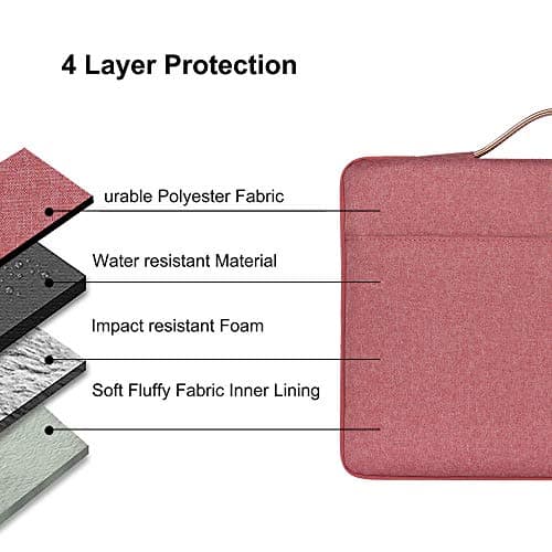 FINDING CASE Macbook Pro 15 inch (A1286/A1398/A1707) Sleeve Pouch Case Shockproof Notebook Carrying Bag for 15-15.4" Laptop Sleeve Handbag with Leather Handle (rose gold) — view 6
