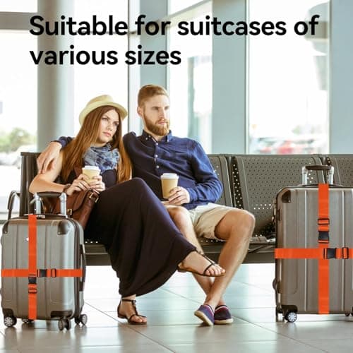 Suitcase Straps 4 Pack with 2 Luggage Tags, Adjustable Luggages Strap Set — view 4