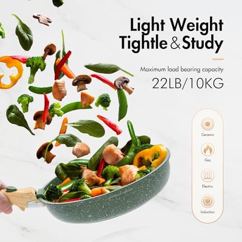 Kitchen Academy Non Stick Cookware Set, 10 PCS with Detachable Handle Green — view 4