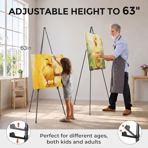 Nicpro Art Folding Easels for Display, 6 Pack 63 Inches Metal Floor Easel Stand Bulk Tripod Black Collapsible for Sign Artist Poster Wedding | with Carry Bag — view 6